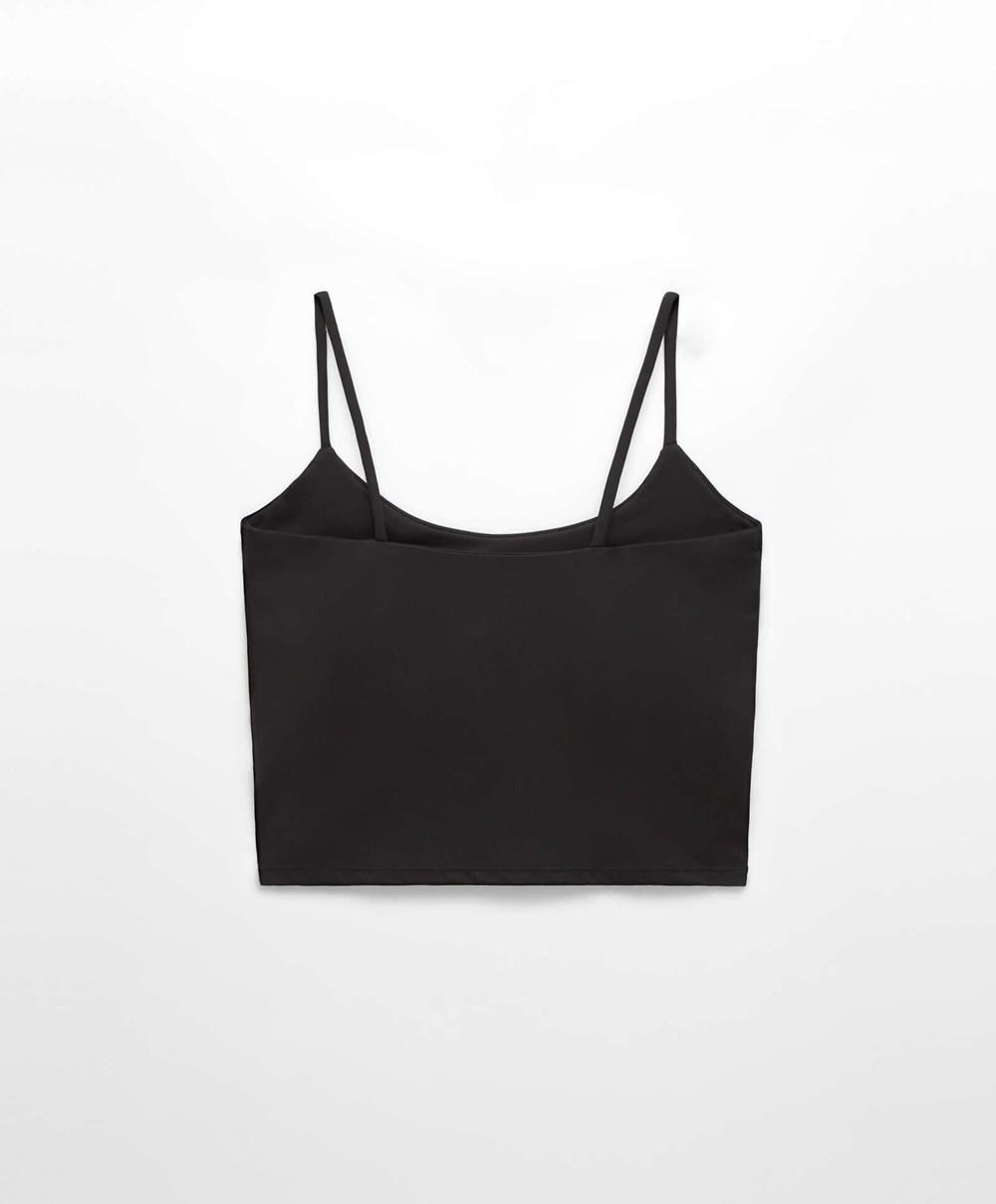 Oysho Comfortlux Strappy Top Svarte | TOUY26495