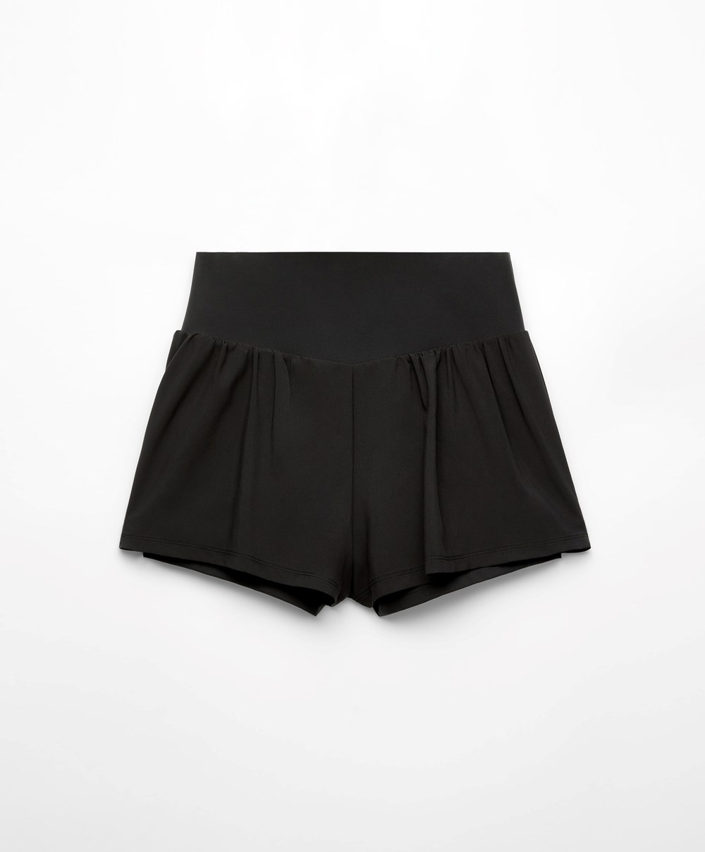 Oysho Compressive 7cm Shorts With Pocket Svarte | GCWJ43815