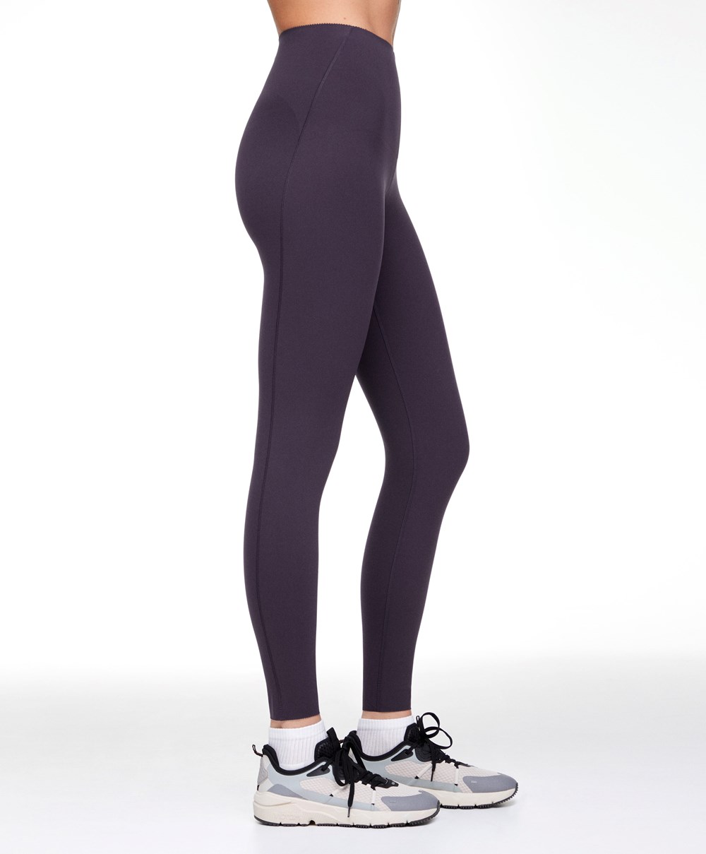 Oysho Compressive Core Control Ankle-length Leggings Mørke Lilla | EHCZ02639