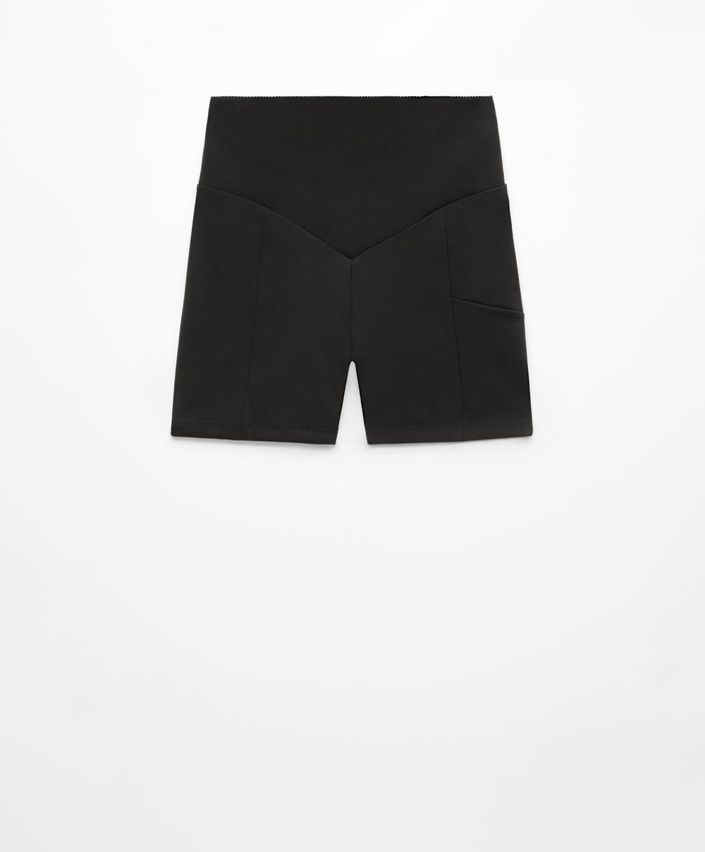 Oysho Compressive Pocket 10 Cm Hot Pant Svarte | LKTP96283