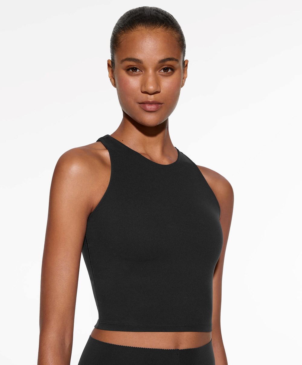 Oysho Compressive Tank Top Svarte | QDRX79236