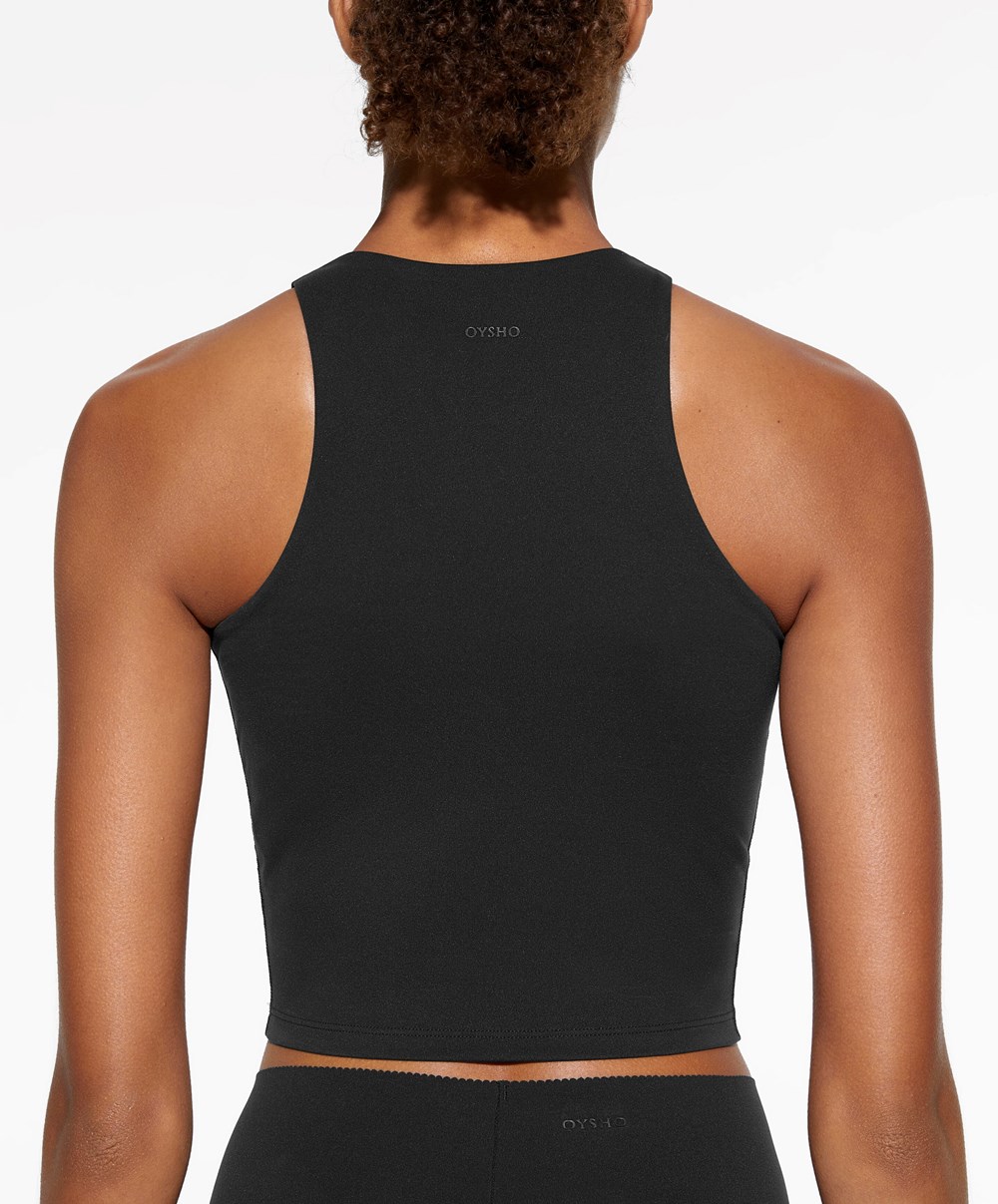 Oysho Compressive Tank Top Svarte | QDRX79236