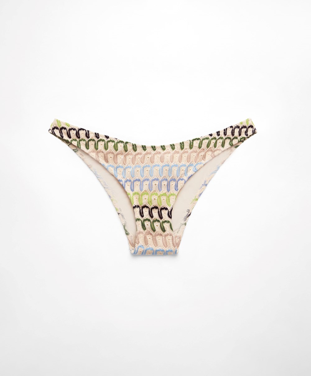 Oysho Crochet Medium-coverage Bikini Briefs Natural | GHEJ30198