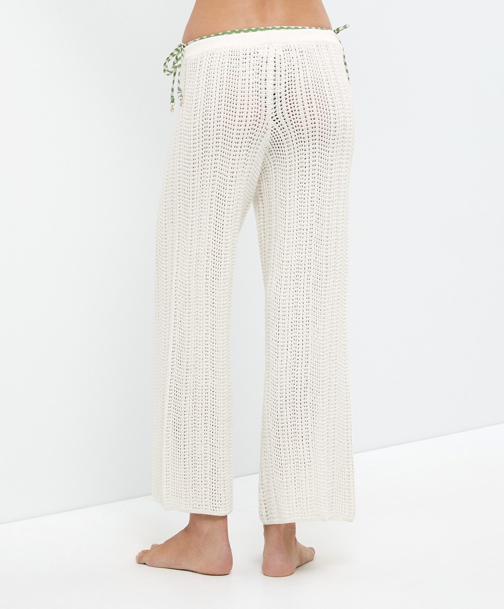 Oysho Crochet Trousers Bone Whte | TPLH24618