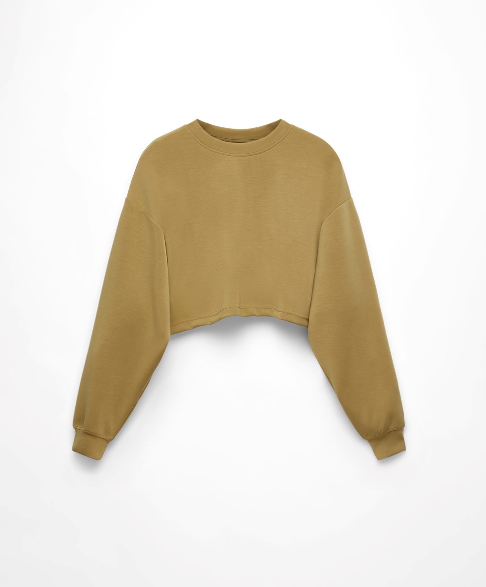 Oysho Crop Modal Sweatshirt Olivengrønne | WMHN15620