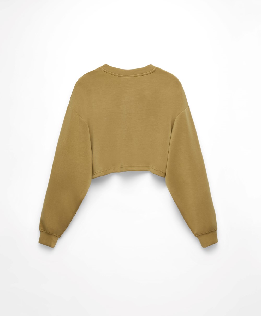 Oysho Crop Modal Sweatshirt Olivengrønne | WMHN15620