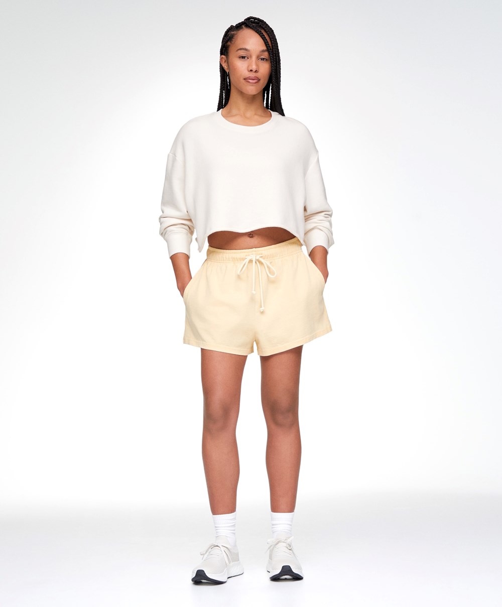 Oysho Cropped Bomull Sweatshirt Cream-white | VMEA76048