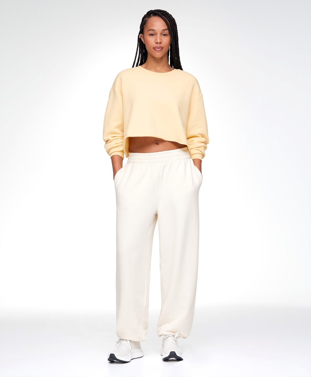 Oysho Cropped Bomull Sweatshirt Gul | JMYL85973