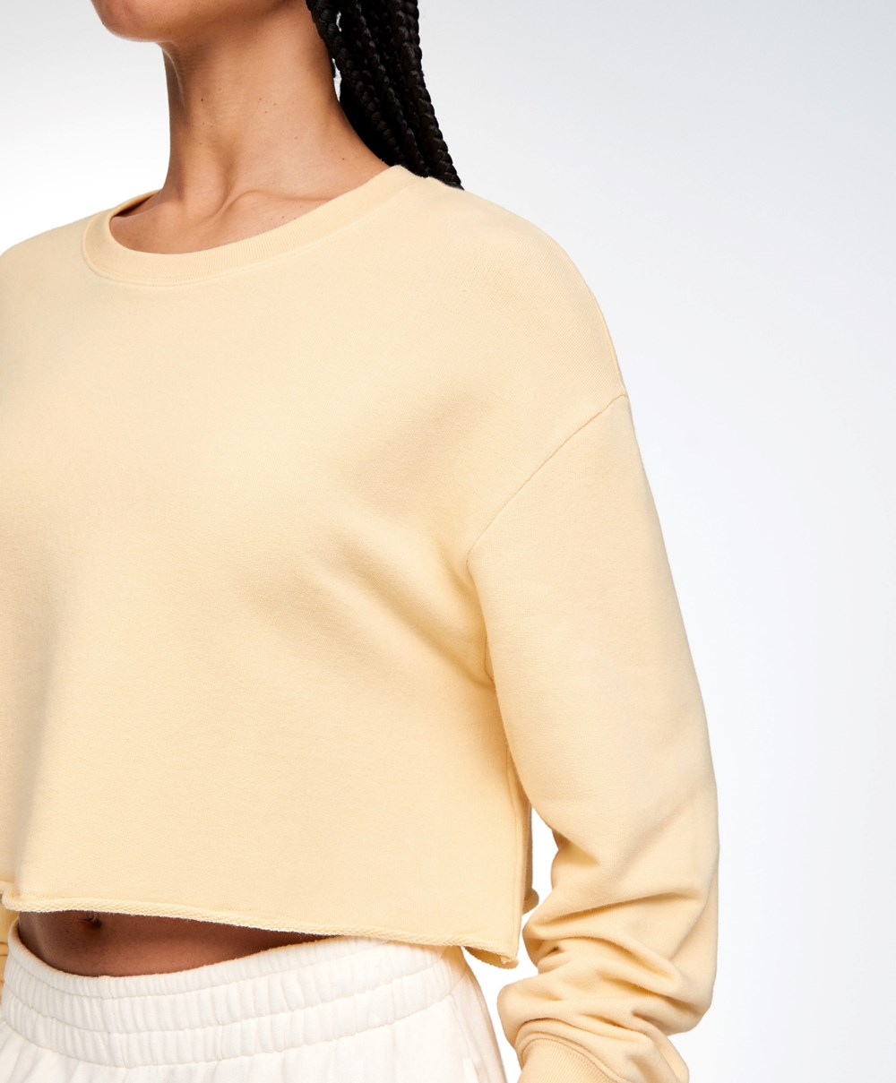 Oysho Cropped Bomull Sweatshirt Gul | JMYL85973