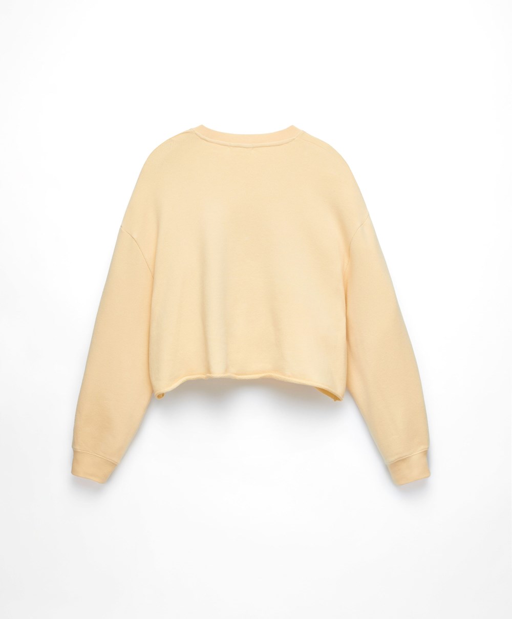 Oysho Cropped Bomull Sweatshirt Gul | JMYL85973