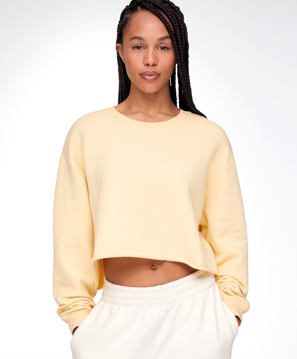 Oysho Cropped Bomull Sweatshirt Gul | JMYL85973