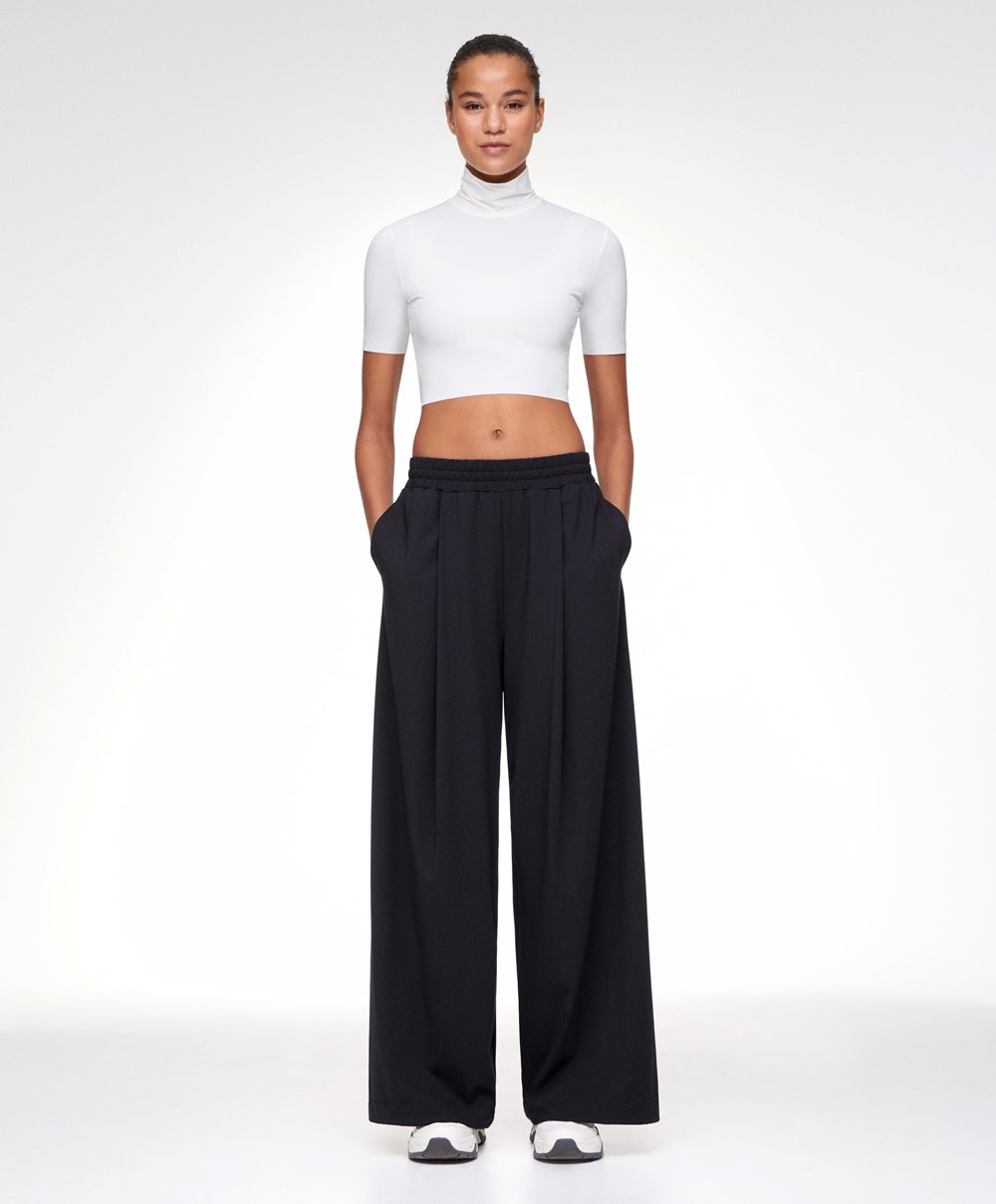 Oysho Cropped T-shirt With Raised Neck Hvite | GTAY09218