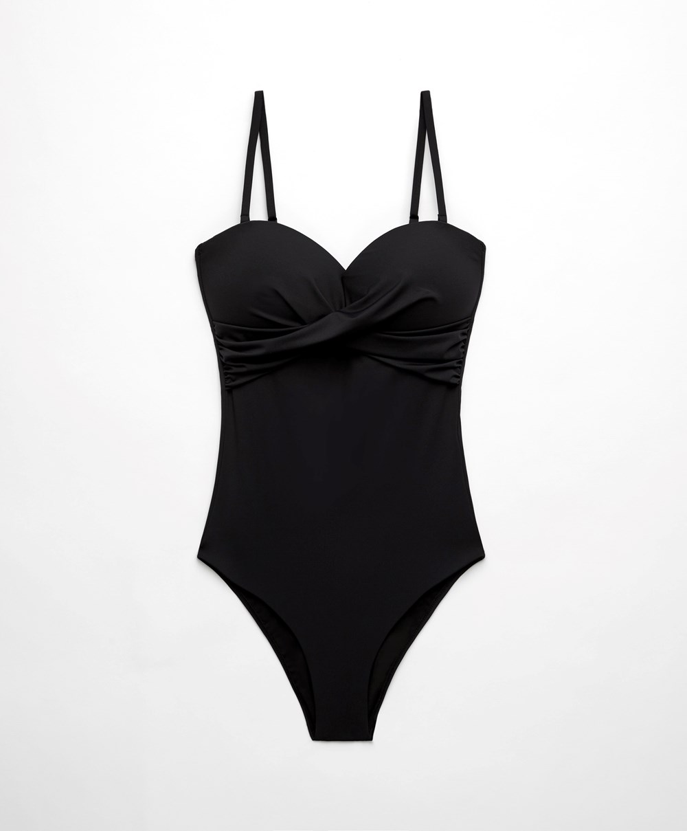 Oysho Crossover Neckline Swimsuit Svarte | GKPU03461