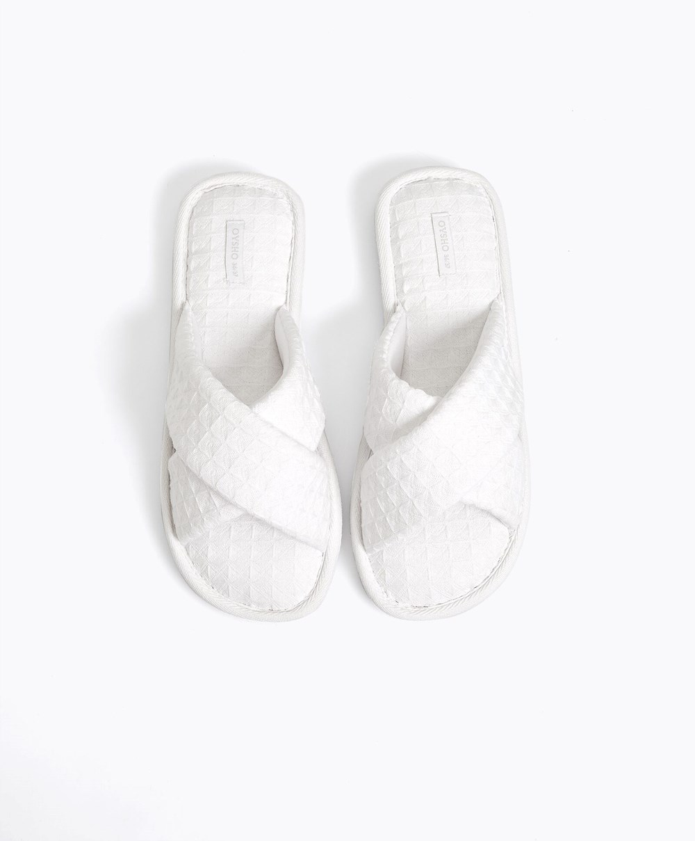 Oysho Crossover Waffle Sandals Hvite | MQHJ91506