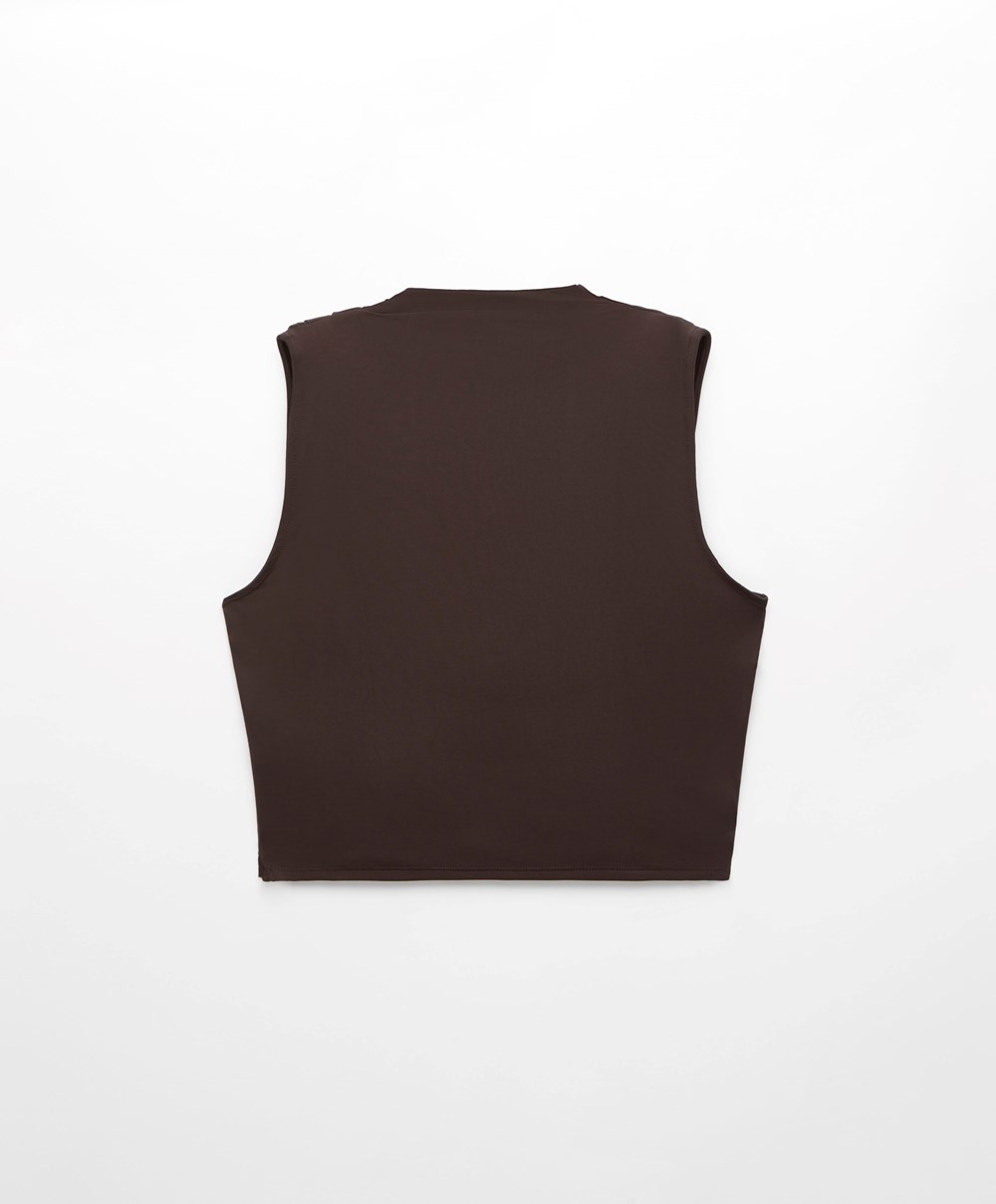 Oysho Draped Crop Top Brune | PYHD16584