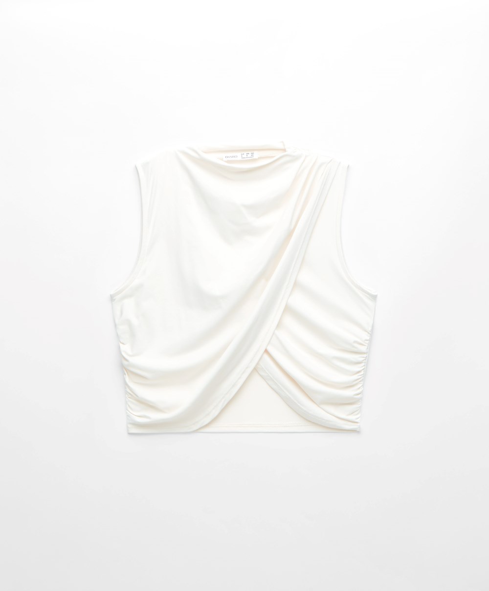 Oysho Draped Crop Top Cream-white | JUZT62539