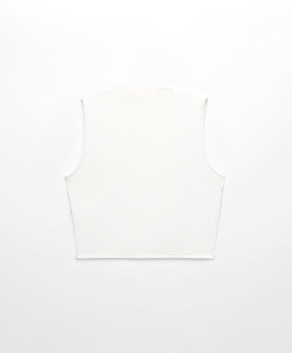 Oysho Draped Crop Top Cream-white | JUZT62539