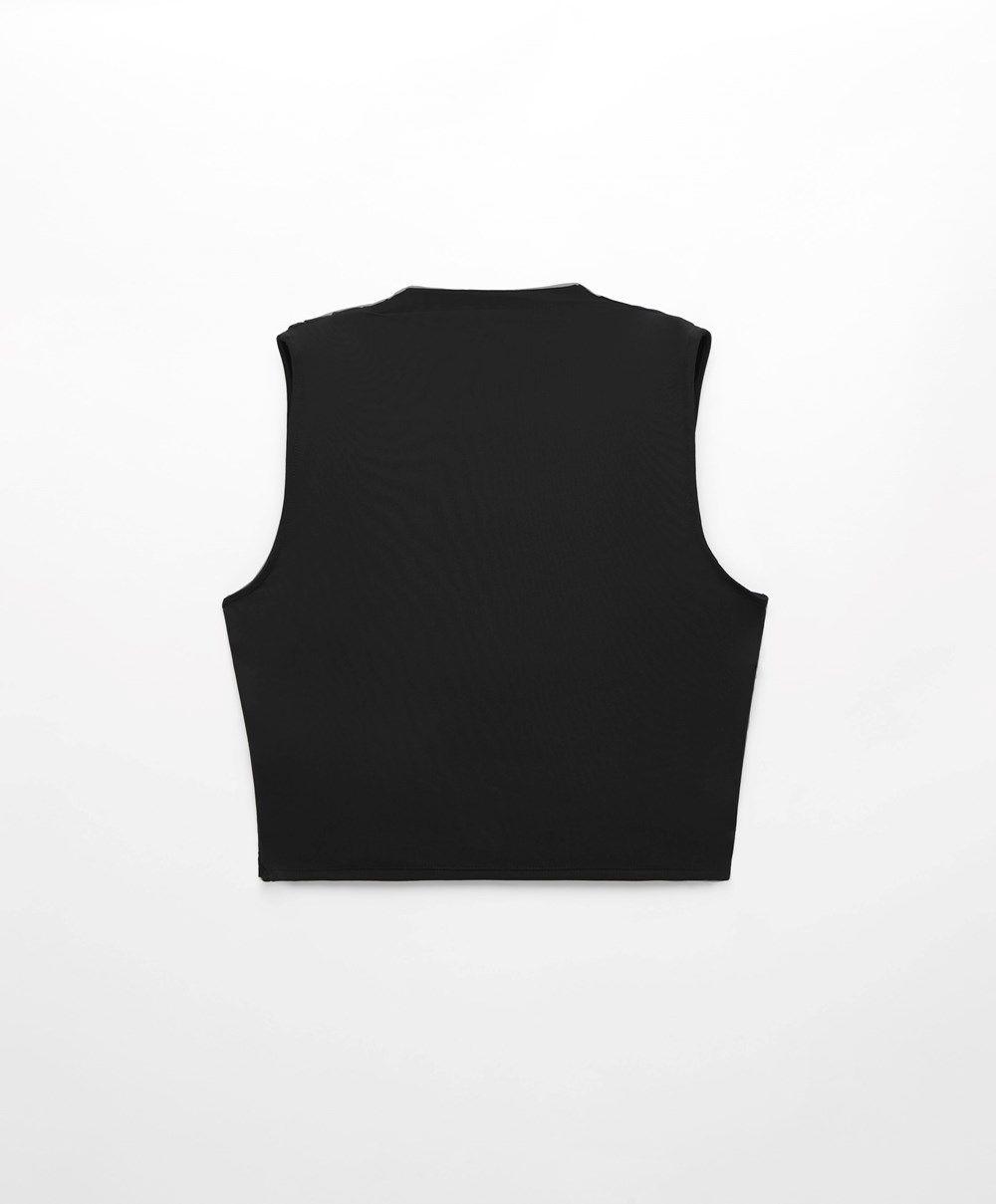 Oysho Draped Crop Top Svarte | ZYNH24365