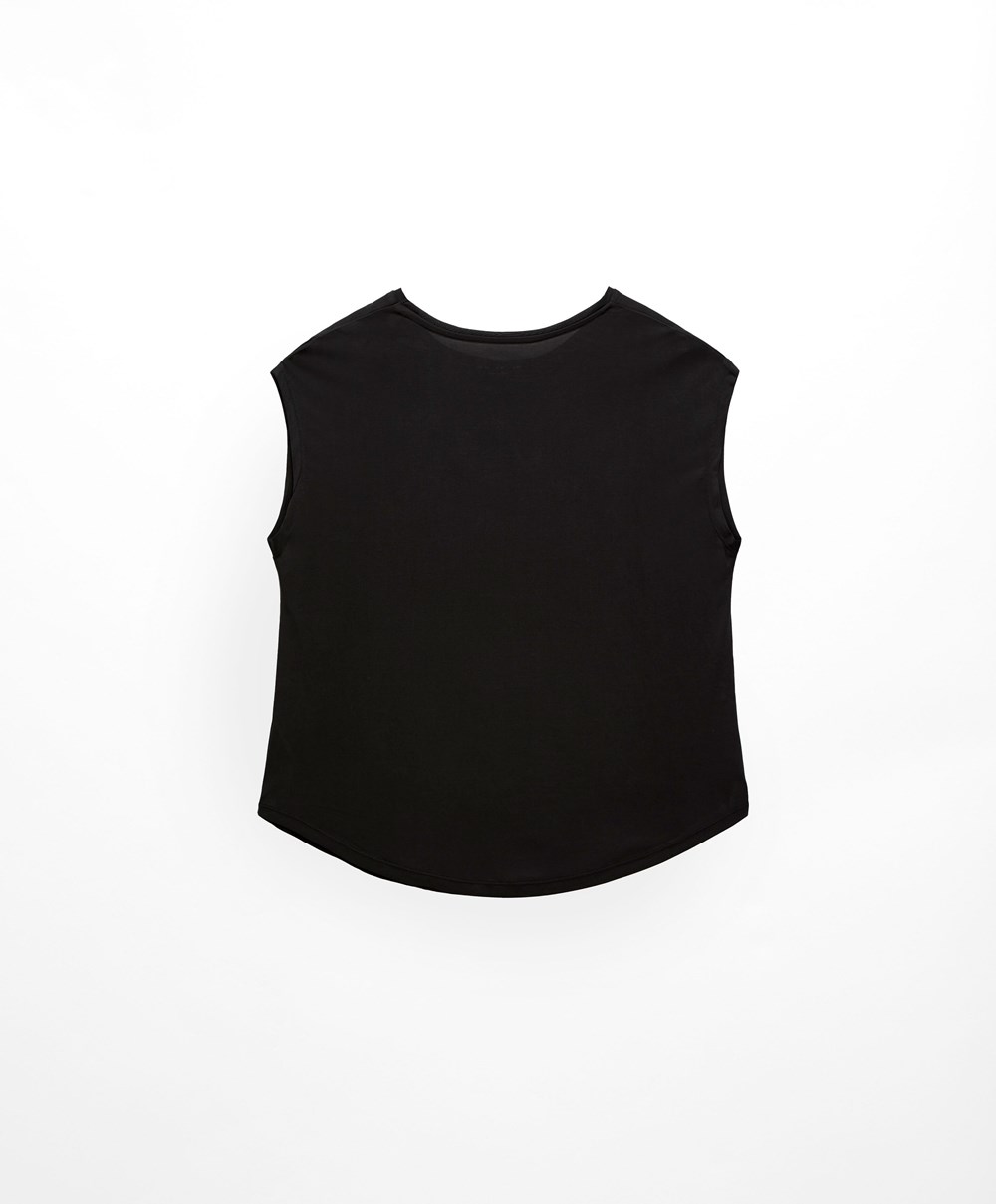 Oysho Ermeløse Modal T-shirt Svarte | TCEB05236