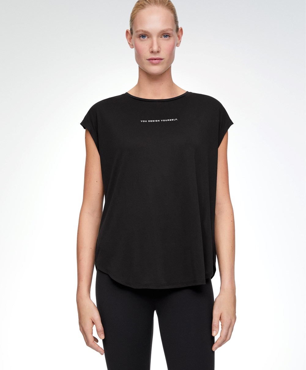 Oysho Ermeløse Modal T-shirt Svarte | TCEB05236