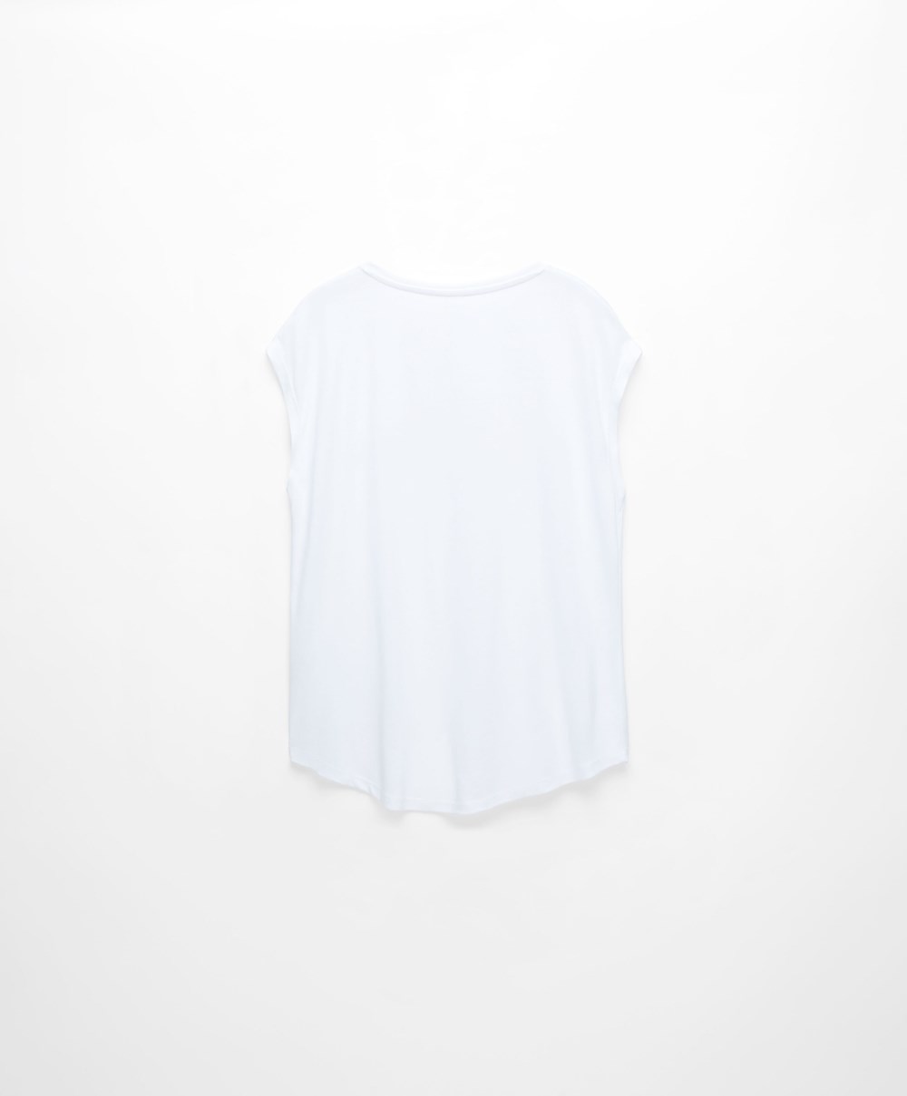 Oysho Ermeløse Modal T-shirt With Text Ecru | XHJQ09478