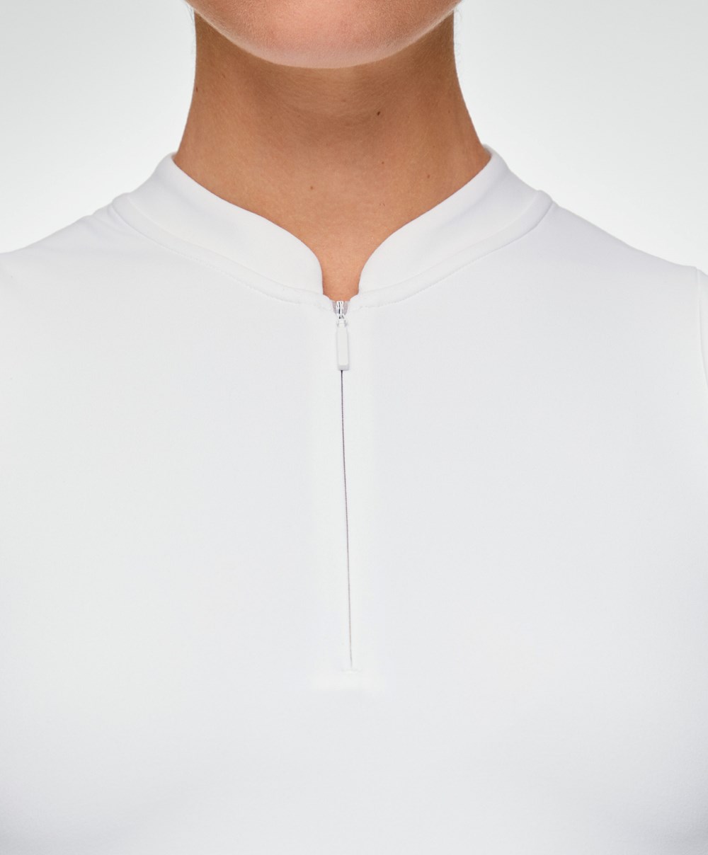 Oysho Ermeløse Zip T-shirt Hvite | GQAP38290