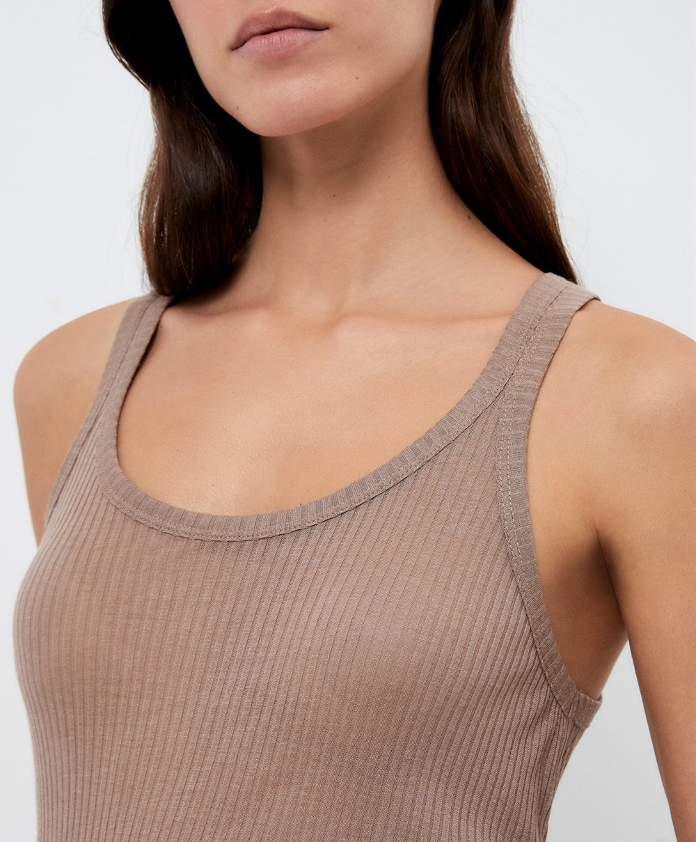 Oysho Extra Fine Vest Top Brune | YANZ94726