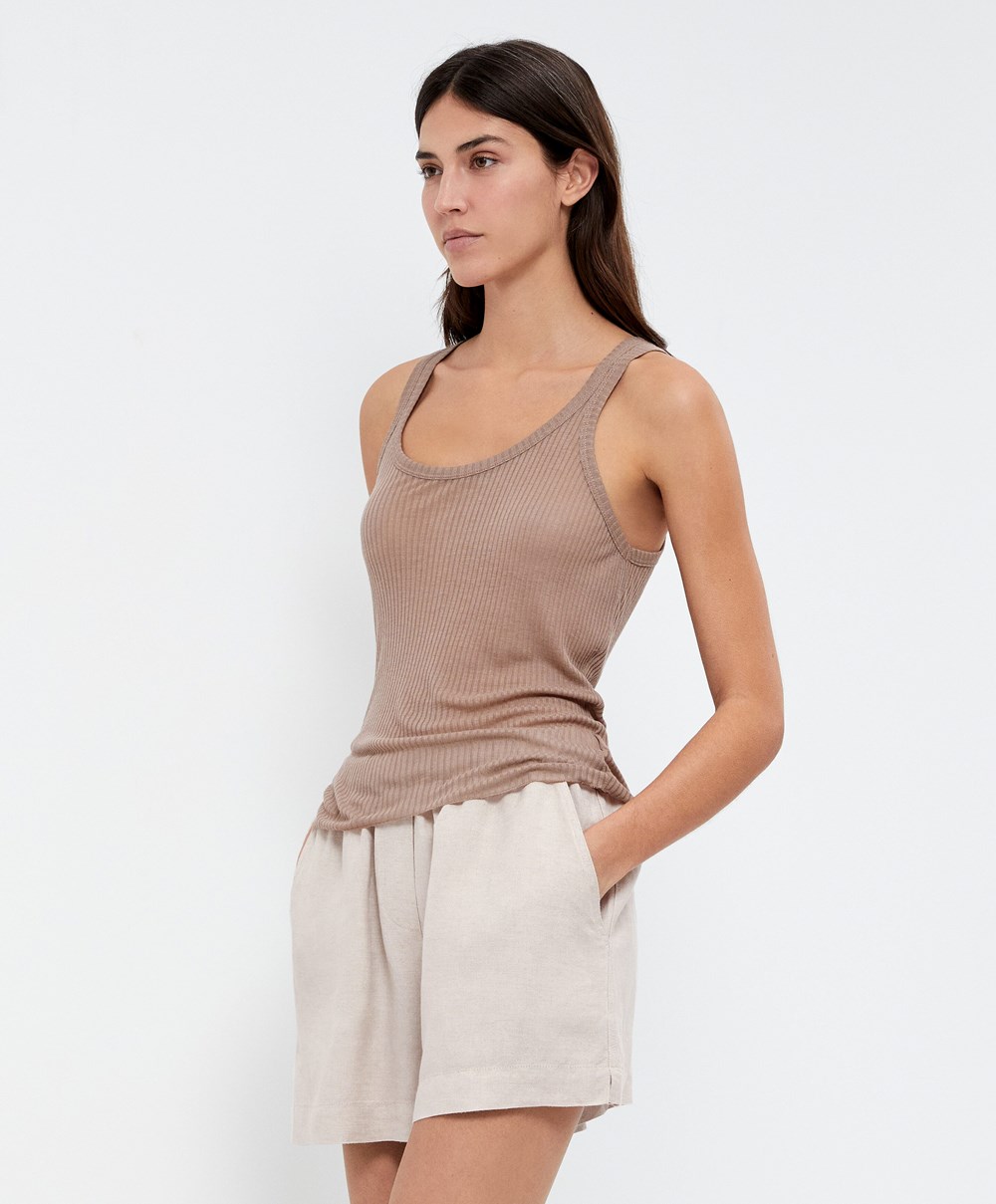 Oysho Extra Fine Vest Top Brune | YANZ94726