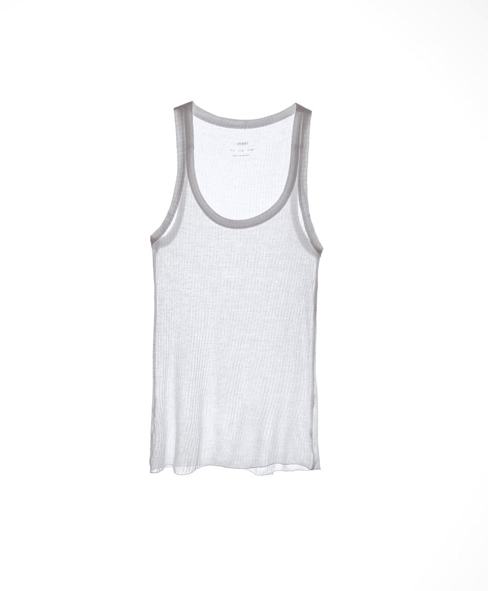 Oysho Extra Fine Vest Top Pale Ecru | BTCH59380