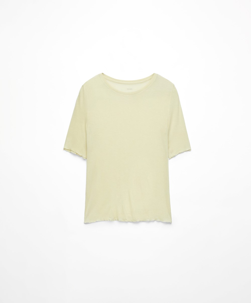 Oysho Extra-fine Kort-sleeved T-shirt Lime | EQRT27153