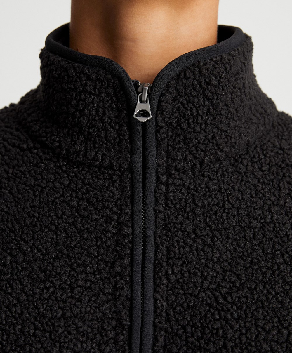 Oysho Faux-shearling Sweatshirt Svarte | NSTG82359