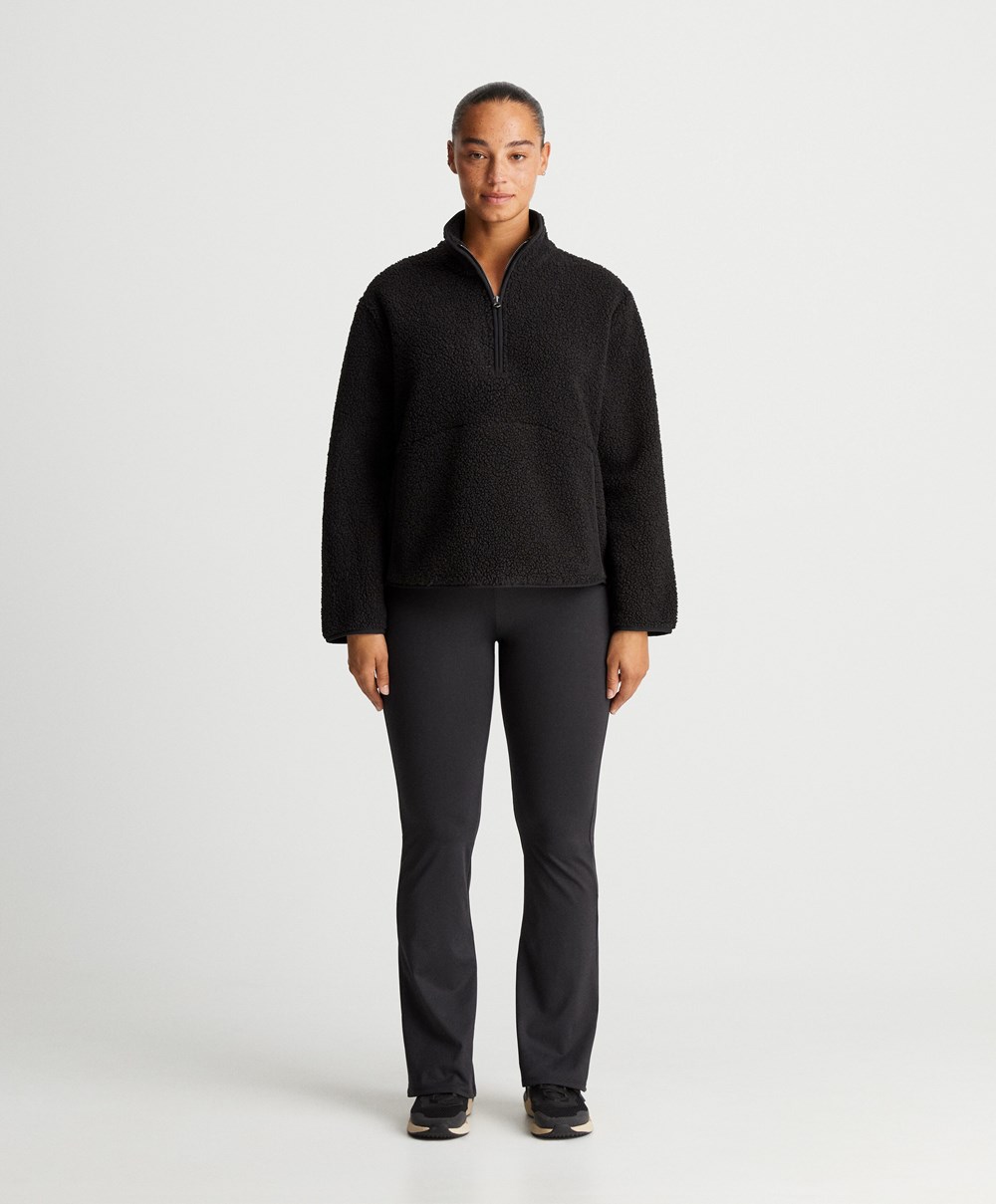 Oysho Faux-shearling Sweatshirt Svarte | NSTG82359