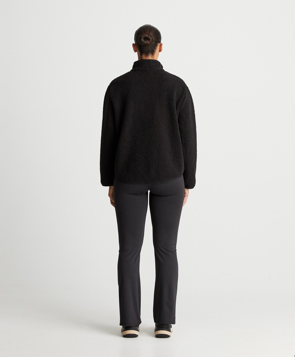 Oysho Faux-shearling Sweatshirt Svarte | NSTG82359