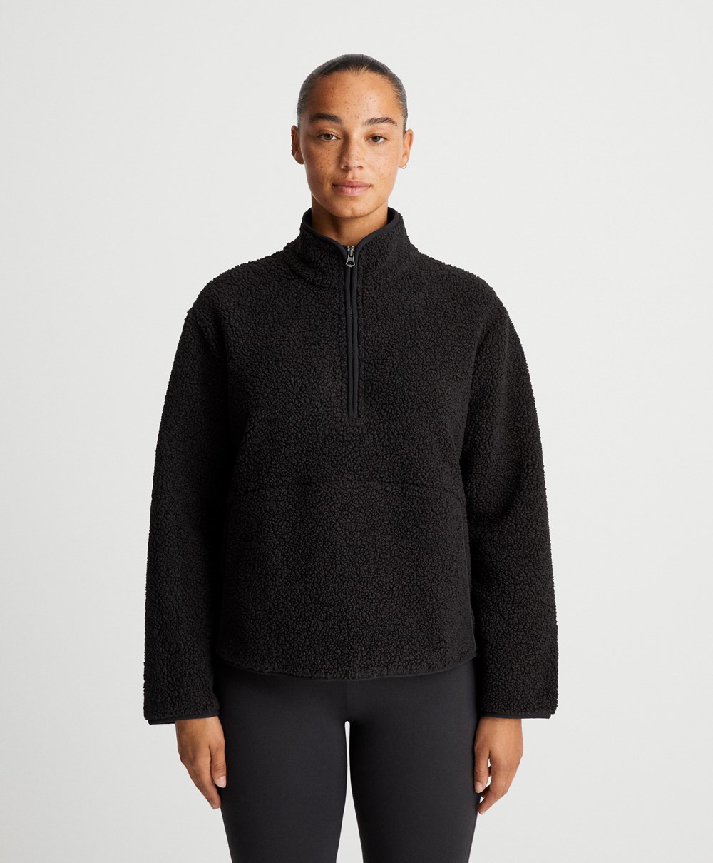 Oysho Faux-shearling Sweatshirt Svarte | NSTG82359