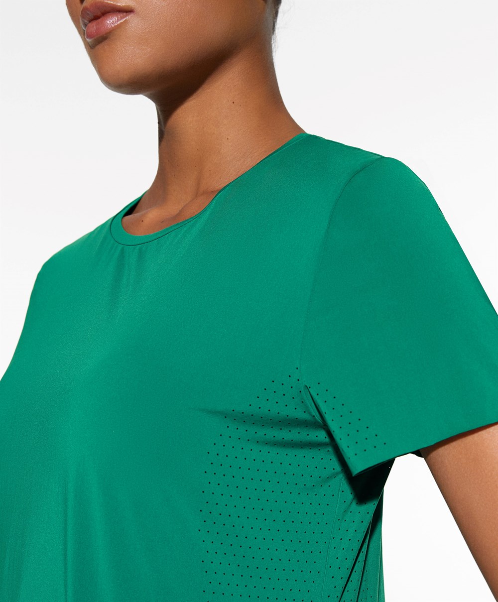 Oysho Fitted Kort-sleeved Technical T-shirt Grønn | BUWL32041