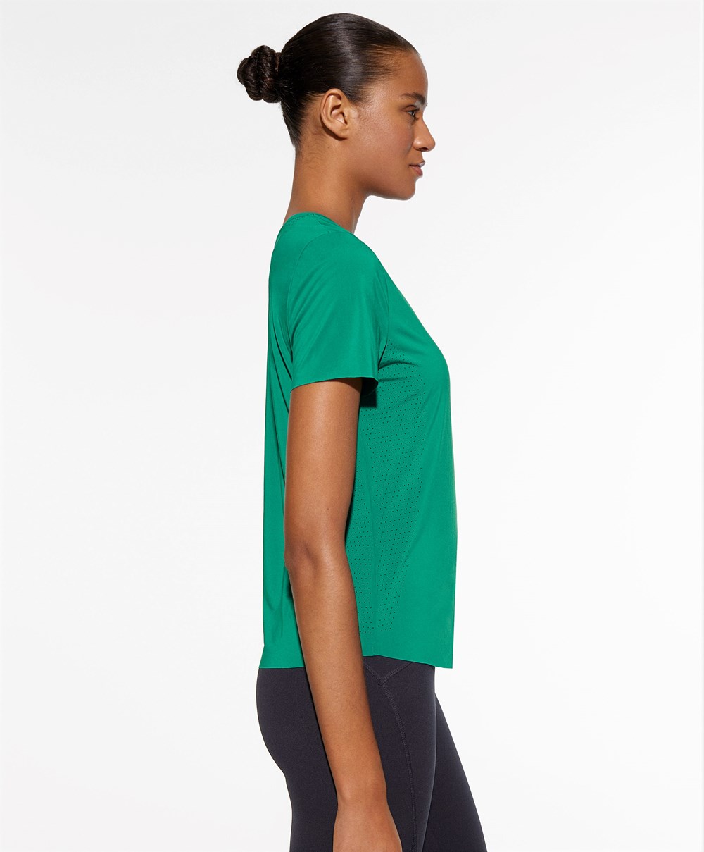 Oysho Fitted Kort-sleeved Technical T-shirt Grønn | BUWL32041