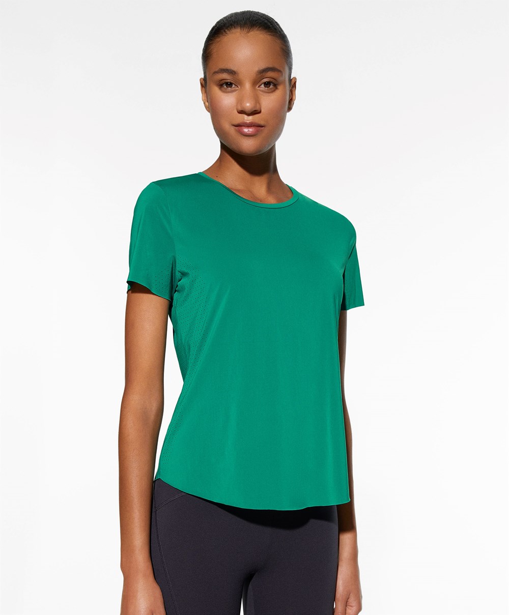 Oysho Fitted Kort-sleeved Technical T-shirt Grønn | BUWL32041