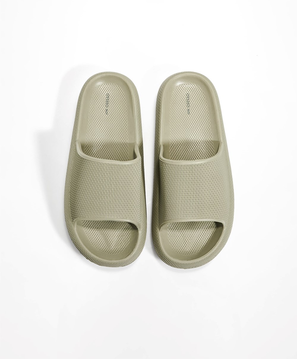 Oysho Flatform Sandals Khaki | JQYH40927