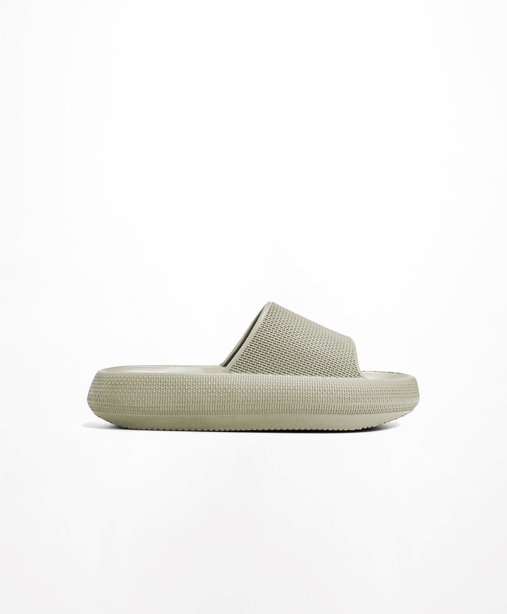 Oysho Flatform Sandals Khaki | JQYH40927