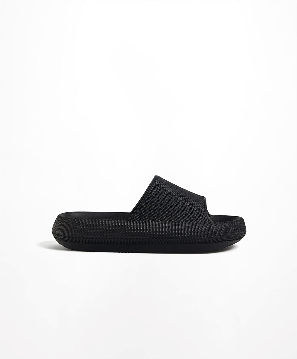 Oysho Flatform Sandals Svarte | GXDO41653