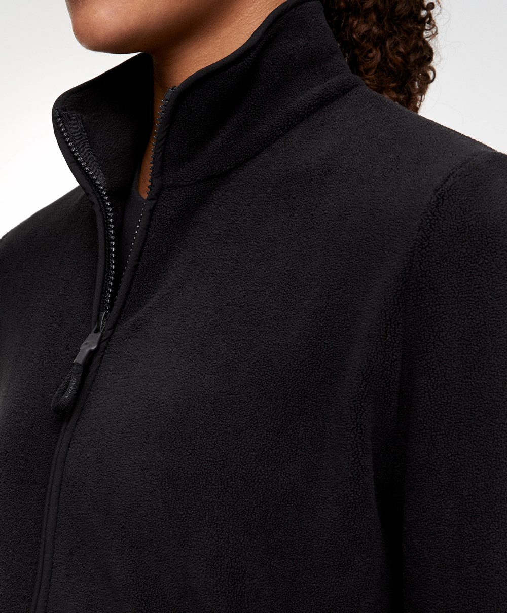 Oysho Fleece Jacket Svarte | HSXL42509