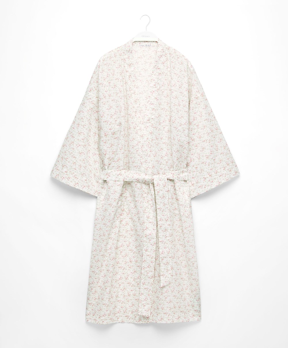 Oysho Floral Print 100% Bomull Dressing Gown Mid-rosette | HBKC87619