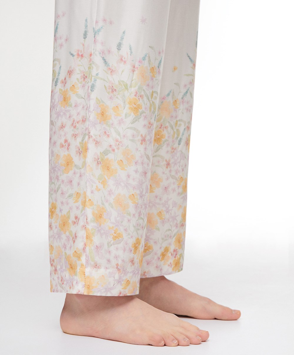 Oysho Floral Print Trousers Pale Mauve | VYSE68971