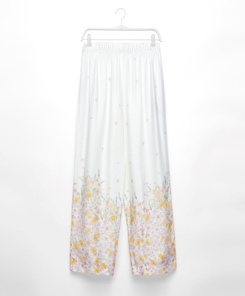 Oysho Floral Print Trousers Pale Mauve | VYSE68971