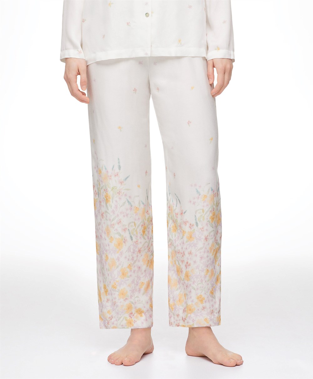 Oysho Floral Print Trousers Pale Mauve | VYSE68971