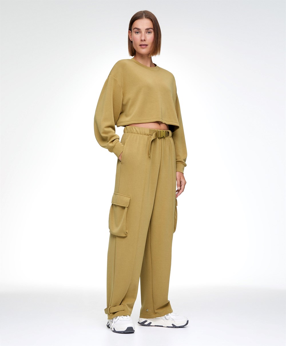 Oysho Green Modal Cargo Tracksuit Olivengrønne | UKMP75968