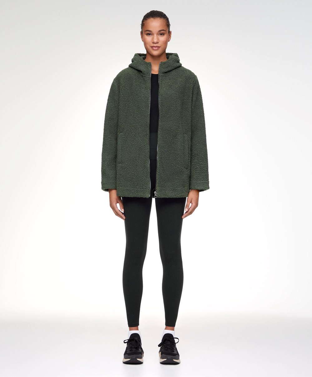 Oysho Hette Fleece Jacket Khaki | TOZE91083