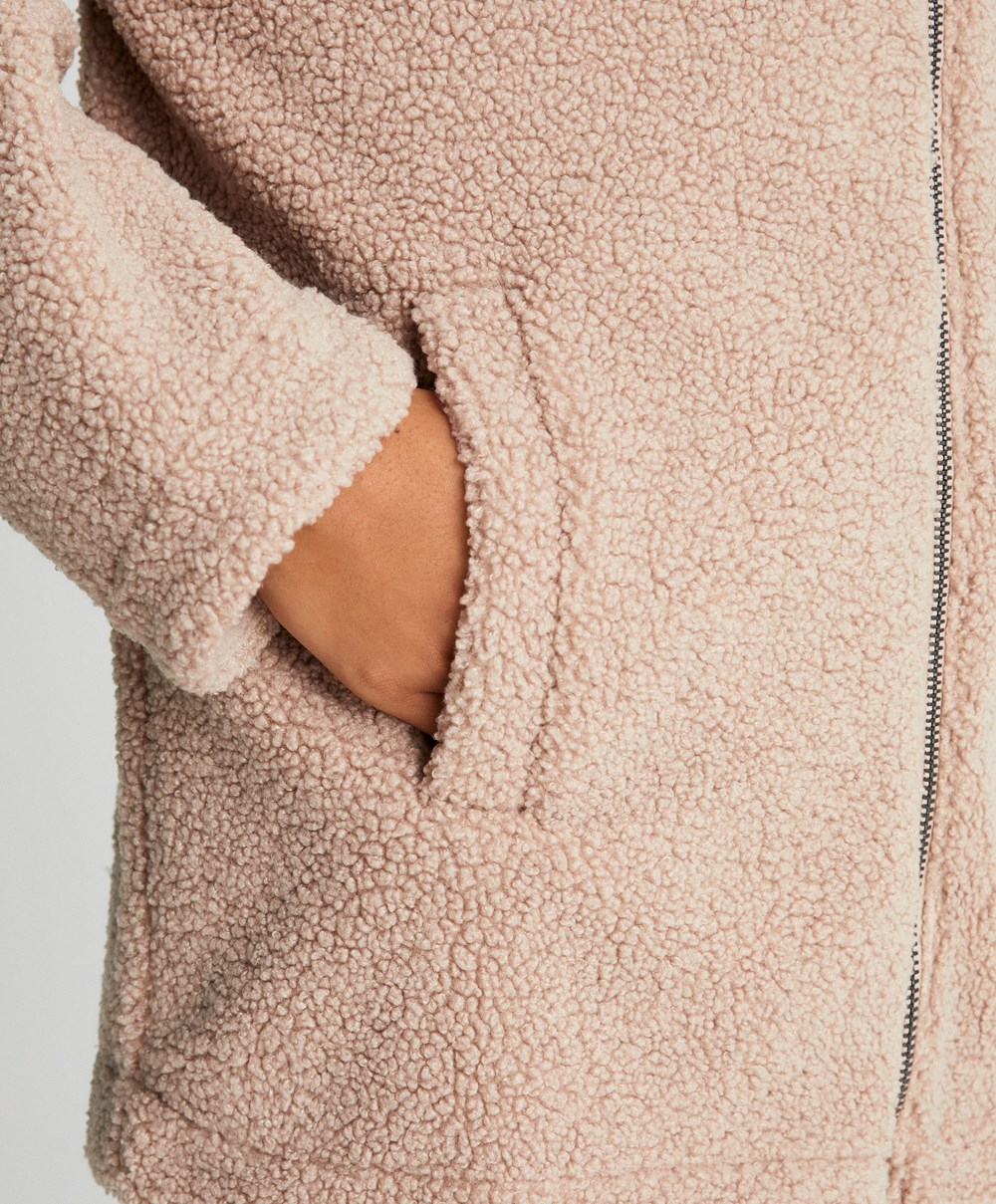 Oysho Hette Fleece Jacket Soft Mink | WXUA18659