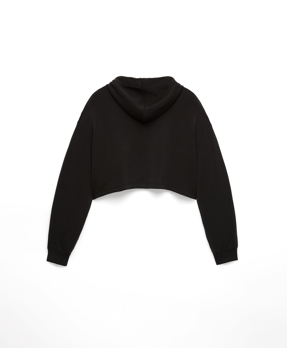 Oysho Hette Modal Crop Sweatshirt Svarte | OCTP57461