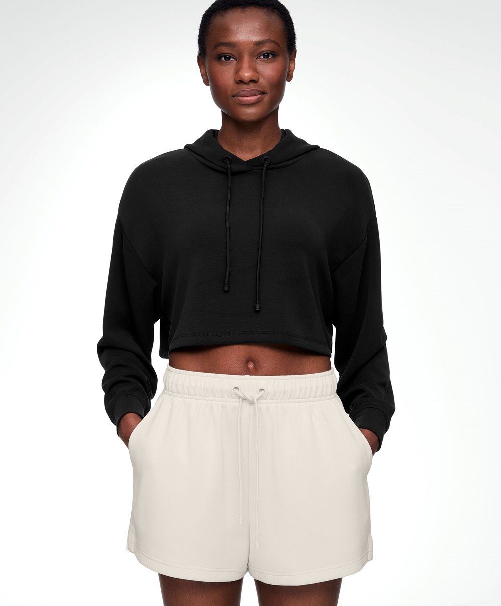 Oysho Hette Modal Crop Sweatshirt Svarte | OCTP57461